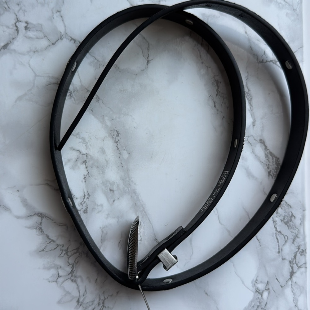 Faux leather black belt with silver studs xs/s . NWOT